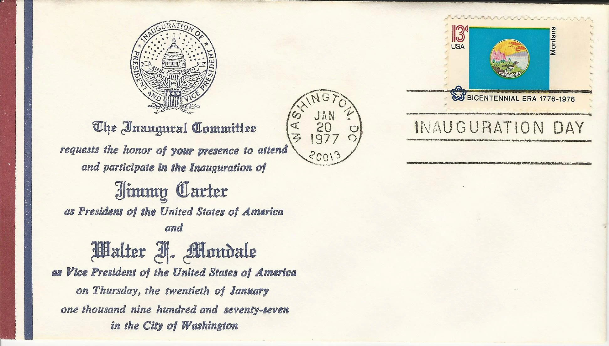 Inauguration Jimmy Carter & Walter Mondale Postmark #1:&hellip;